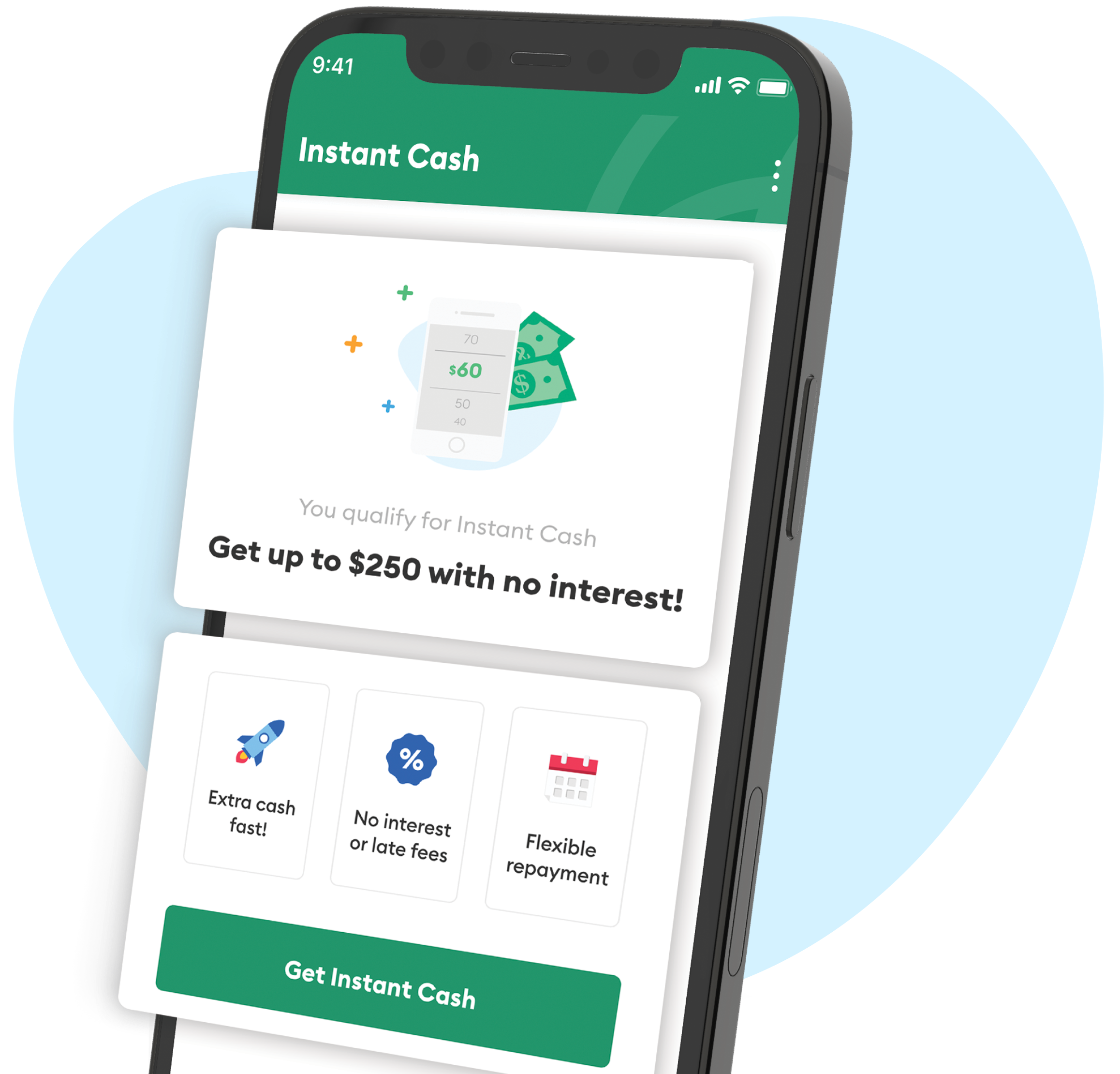 Brigit Instant Cash screen that says get up to $250