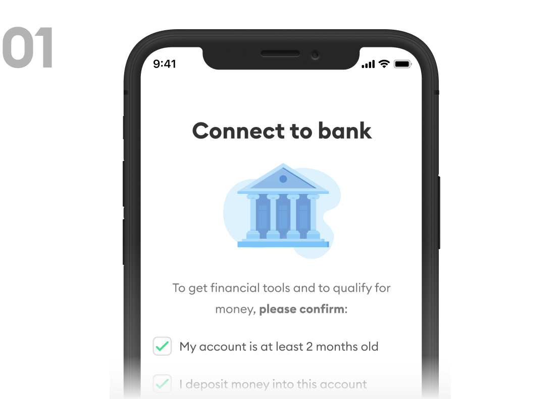 Image of Brigit app where the screen says "Connect to bank"