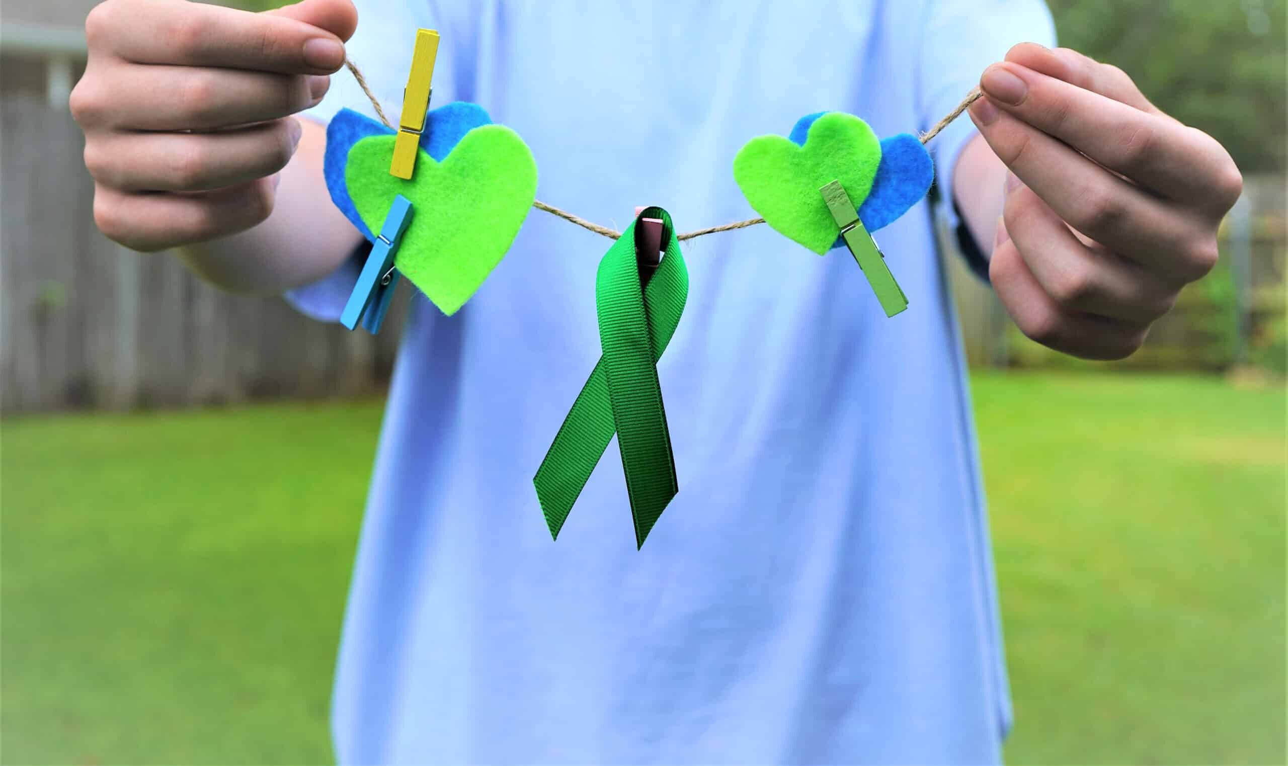 Green Ribbon, Hearts, Hands--Medical Awareness: Non-Hodgkin lymphoma; mental health