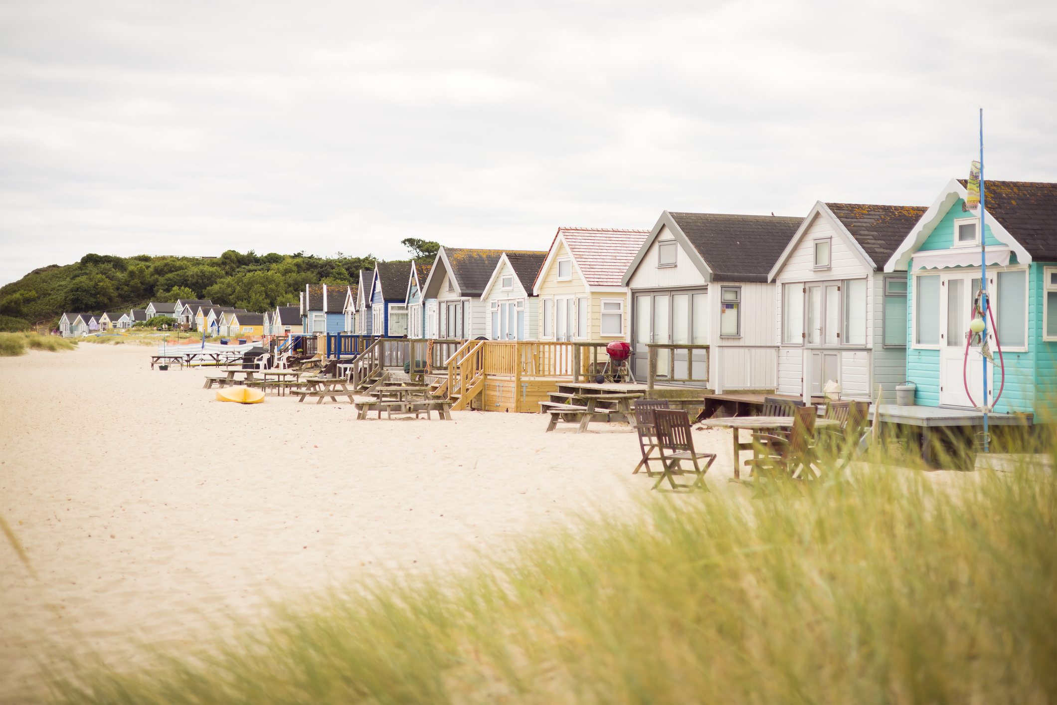 colorful beach houses, ideal for a house swap!