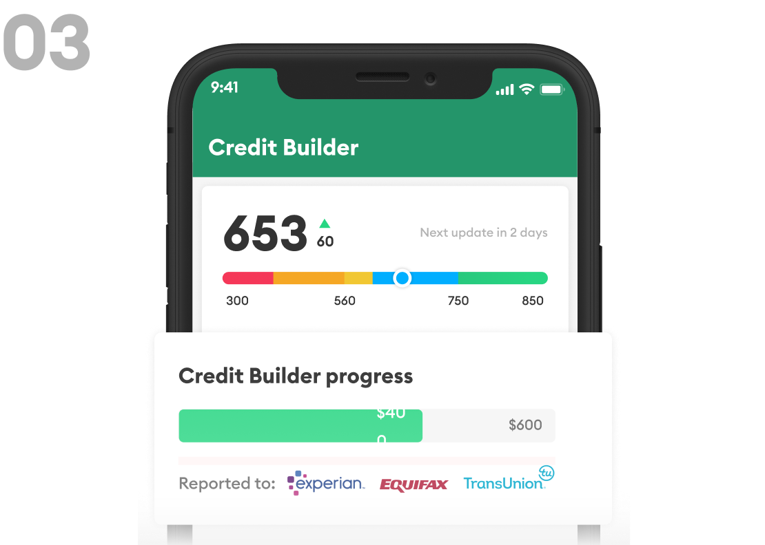 Credit Builder screen showing the progress