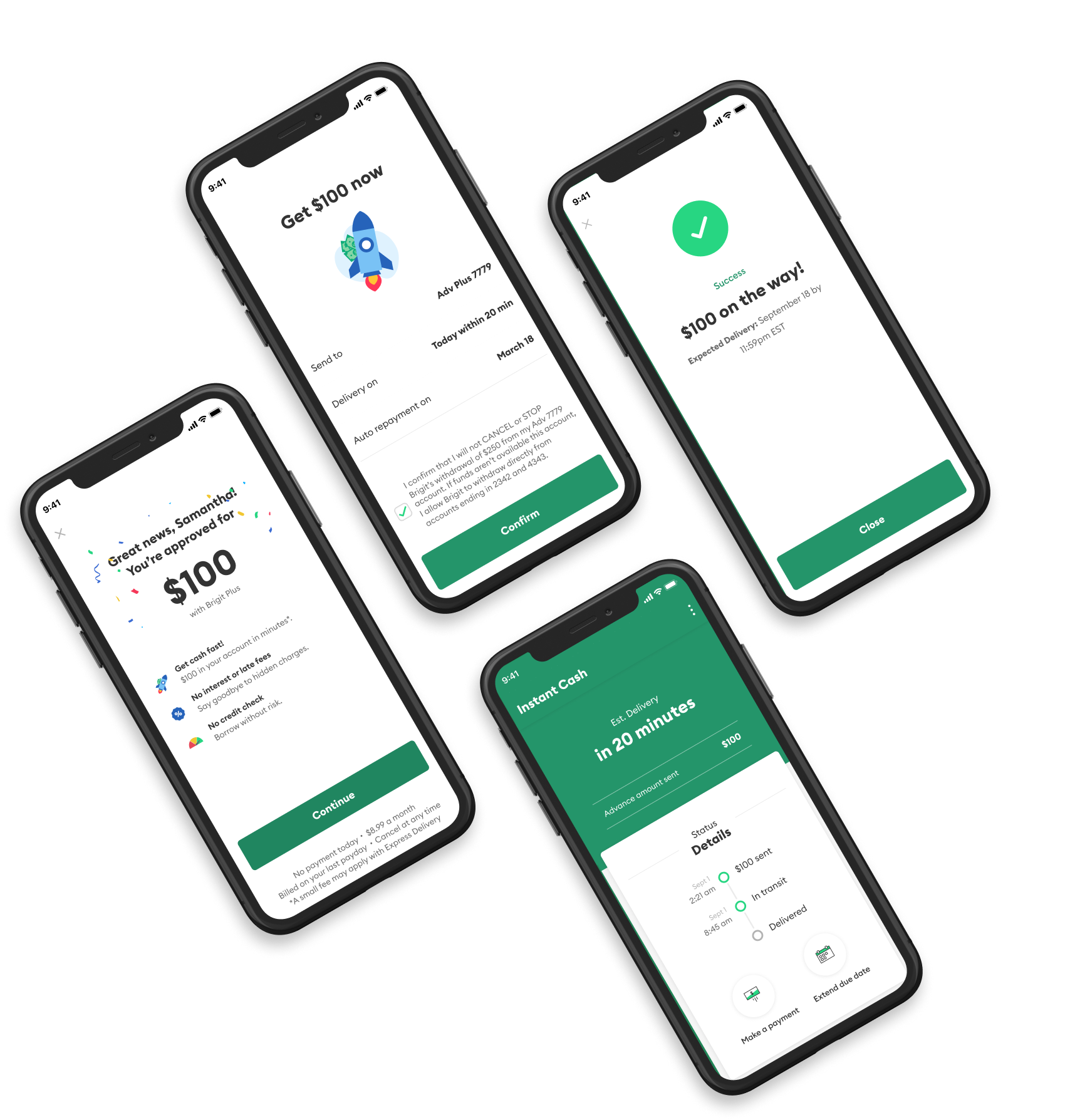 Four smartphones display screens with various payment options highlighted on each device.